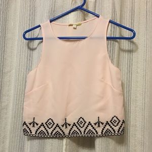 Pink crop top with black detailing